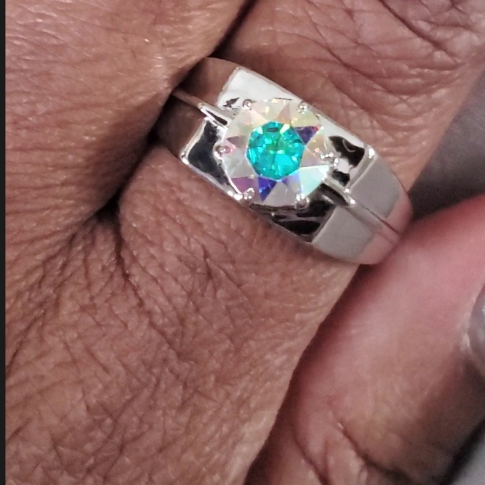 Men's Aurora Borealis Swarovski Crystal platinum bond - Picture 10 of 11